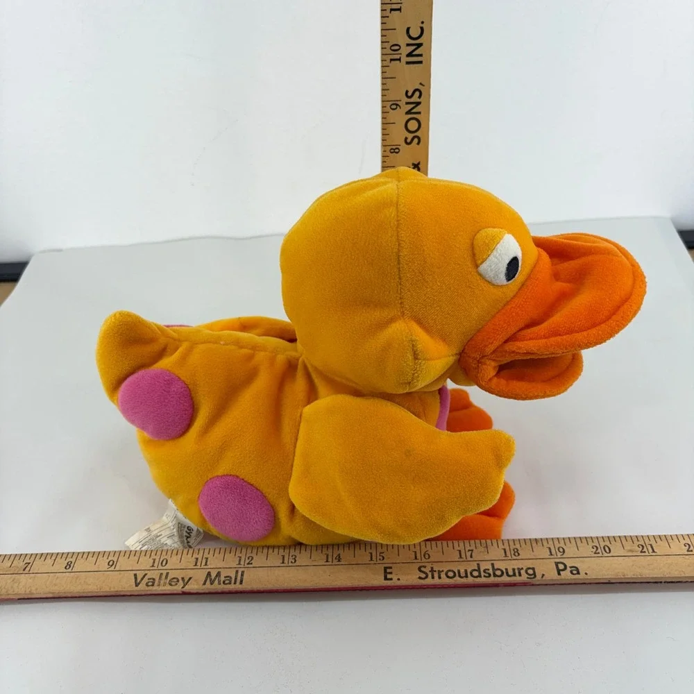 Gymboree Orange Pink Polka Dot Duck Plush Hand Puppet Vintage Toy Y2K